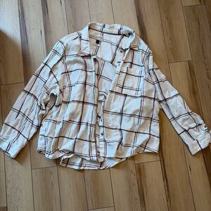 Universal Thread Cream and Brown Plaid Shirt